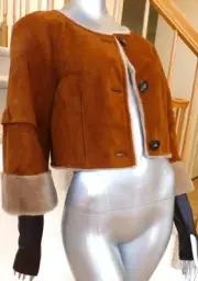 $2.5K Escada Italy Spanish Merino Lamb Sheepskin Shearling Mouton Coat дубленка