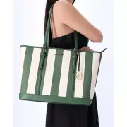 Michael Kors Jet Set Travel Large Top Zip Tote Fern Green Multi Stripe