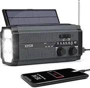 Nigecue Solar Radio, Portable Crank Radio Dynamo Radio with AM/FM, Built-in 5000 mAh Rechargeable Battery, 3 Modes LED Torch, LED Reading Lamp, SOS Alarm for Emergency Outdoor - Black