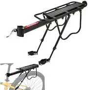 Bicycle Rear Rack Carrier Holder Adjustable Black Bike Luggage Rack Aluminum Alloy Bike Luggage Shelf Accessories 100kg Capacity