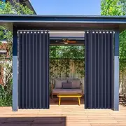 TRAGLO Outdoor Curtains for Patio Privacy Grommet Blackout Curtains Waterproof Thermal Insulated Drapes for Gazebo, Porch, Pergola, Cabana(2 Panel)(Dark Blue,H223xW182 cm(Pack of 2))
