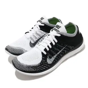 Nike 慢跑鞋 Free 4 Flyknit 男鞋 輕量 透氣 舒適 赤足 針織鞋面 運動 白 黑 631053100