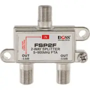 DOSS 2 Way F Splitter or Combiner Free To Air DC Power Pass 5~900Mhz FTA