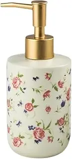 Soap Dispenser 320ml Retro White Hand Soap Dispenser with Golden and Floral Prints Pump Soap Dispenser for Bathroom and Kitchen Hand Sanitizer Dispenser