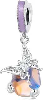 [Teleye] Butterfly Pendant Charm 925 Sterling Silver Charm Fits For Pandora Bracelet Necklace, Cubic Zirconia, Created Cubic Zirconia