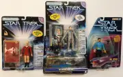 STAR TREK : CAPTAIN KIRK, JANICE RAND, MR SPOCK FIGURES + MICROMACHINE MODELS