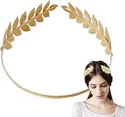 [Wedhapy] Goddess Crown Headpiece Goddess Crown, Back-worn Gold Leaf Metal Headpiece Exquisite Elegant Bridal Wedding Headpieces for Women