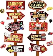 Casino Party Sign, 20 Pcs Casino Theme Party Sign, Las Vegas & Themed Direction, for Photo Booth Props & Theme Decorations