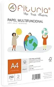 Pack of 80g A4 Sheets 250 Sheets White Multi-Purpose Paper for School and Laboratories, Ideal for Laser Printers, Inkjet Printers or Copiers - Ofituria
