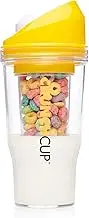 The CRUNCHCUP 1 Count (Pack of 1) Yellow- Portable Plastic Cereal Cups for Breakfast On The Go, to Go Cereal and Milk Container for Your Favorite Breakfast Cereals, No Spoon or Bowl Required