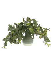 Creative Displays Ivy Arrangement In A Ceramic Vase With Handle