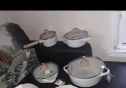 MasterClass Premium Cookware 8 piece Set Casseroles specked beige