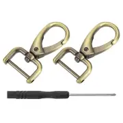 2Pcs Swivel Clasps, 0.75" D Ring Detachable Snap Hook with Screwdriver, Bronze