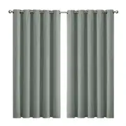 2x Blockout Curtains Panels 3 Layers Eyelet Room Darkening 180x230cm Grey
