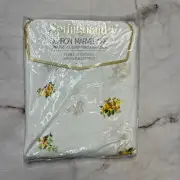 Vintage Double Fitted Sheet Yellow Floral Springmaid Marvelaire Roses Bedsheet