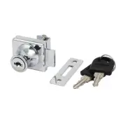1Pcs Furniture Cabinet Showcase Glass Door Lock Locker Silver Tone 38x36x32mm