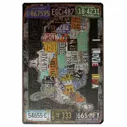 3Pcs USA Map Sign I Love USA Retro Vintage Tin Plaque Bar Pub Wall Decor