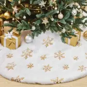 White Faux Fur Christmas Tree Skirt 24 Inches Small Tree Skirts Gold Sequin S...