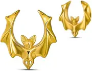 [ERKUOO] 2PCS Cool Bat Ear Gauges Tunnels Saddle Ear Plugs Earrings Expander Body Piercing Jewelry Men Women Gift 0g-1"(8mm-25mm)