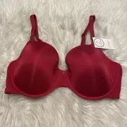Le Mystere 36DDD/F Bra Red Lace Allure Soft Contour Underwire Back Close NEW $68
