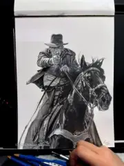 Harrison Ford as Indiana Jones Original Graphite Pencil 9” x 12” Artwork