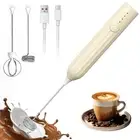 Milk Frother Powerful Handheld Rechargeable With 2 Stainless Heads 3 Speeds, ...