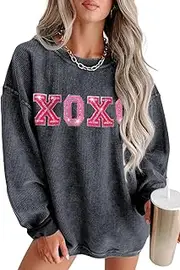 [Deer Lady] Christmas Sweatshirts for Women Long Sleeve Pullover Tops Cute Nutcracker Graphic Shirts Xmas Blouse, Valentines Day Gray, Large