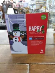 Happy Holidays 4FT Light Up Inflatable Snowman Indoor & Outdoor Use NEW IN BOX!