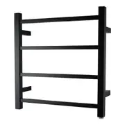 Stainless Steel Electric Heated Towel Rail Warmer Heater Rails Rack Wall Mounted Black 4 Bar