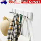 Bamboo Coat Rack 3/4/5 Foldaway Metal Hooks Wall Mounted Clothes Stand Hanger AU