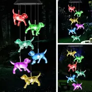 Dog Wind Chimes Solar Dog Light Unique Birthday Gifts for Women Solar Wind Chim