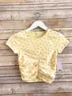 BP Crop Top Women’s Size XXS Ruched Organic Cotton Yellow Floral Bud NWT