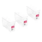 3x Plastic Storage Container Kitchen Fridge Pantry Organiser Box 25 X 10 X 15CM