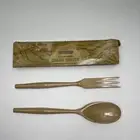 NOS Vintage Woodpecker Woodware Cherrywood Salad Server Set