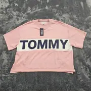 Tommy Hilfiger Jeans Sweatshirt Womens XL front pocket short sleeve spellout NEW