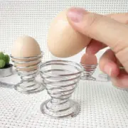 Metal Egg Cup Set Spiral Kitchen Breakfast Hard Boiled Spring Holder Egg.pi