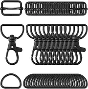 [Vaveren] 50x Lobster Claw Clasps Metal Lanyard Snap Hooks Belt Buckle D Rings Slide Buckles for Webbing Strap Backpack Purse Making