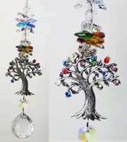 Large Tree of Life Crystal Suncatcher gift, chakra rhinestone made in Australia