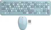 Wireless Keyboard and Mouse Combo, 2.4G Slim Full Size Colorful Keyboard Mouse Set, 110 Keys Cute Round Retro Typewriter Keyboard for Windows, Computer, PC, Notebook, Laptop(Blue)