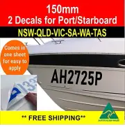 Boat Registration Decal Set 150mm High Vinyl Rego stickers numbers & letter 2Pcs