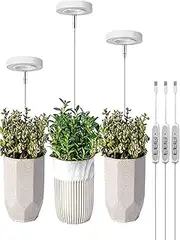 Plant Grow Light, Full Spectrum LED Plant Light for Indoor Plants, Height Adjustable Growing Lamp with Auto On/Off Timer 2/4/8H, 4 Dimmable Brightness, Ideal for Small Plants(3Pack)