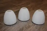 NIB Set of 3 White Brushstroke Glass Light Fixture Shades Globes Black Trim 5"!
