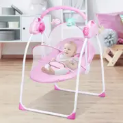 Advwin Electric Baby Rocking Chair Bluetooth Bouncer Seat 5 Speed Swing Chair for Infants with Mosquito Net Pink