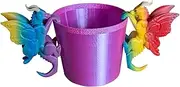 Dragon Plant Buddies (Set of 2) - Unique Rainbow Dragon Figurines, Whimsical Plant Pot Hangers, Cute Ornaments for Indoor & Outdoor Plants (Each Set Unique)