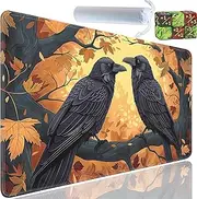 Yuxcfhjfe Playmat for MTG, 24x14 Inches Playmats, for TCG and CCG Trading Card Game Mat, Non-Slip Rubber for MTG Playmats with A Storage Bag and 6 Dice Set, Two Black Ravens Pattern