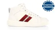 ✔️ Bally MYLES-WS/207 Croc Embossed Leather High-Top Sneakers White/Red Mens ⭐️
