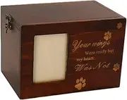 AIMALL Custom Engraved Wooden Pet Memorial Urn with Photo Frame - Cat/Dog Ashes Keepsake Box, Durable Memory Chest with Paw Prints, Easy-Open Lock, for Home Decor, 6x4 Inches Picture Slot