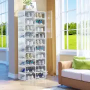 Folding Shoe Box Stackable Shoe Cabinet Transparent Doors Shoe Storage Organizer