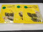 3 NJ Hand Tied Tandem/GLOW Squids w/3-Way+Snap Fluke/Summer Flounder Rigs