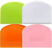 4 Pack Dough Scraper Bench Scraper for Baking, BPA Free PE Plastic Flexible Bowl Scraper, Food-Safe Plastic Dough Cutter for Bread Cake Dough Fondant Icing, White/Green/Orange/Pink